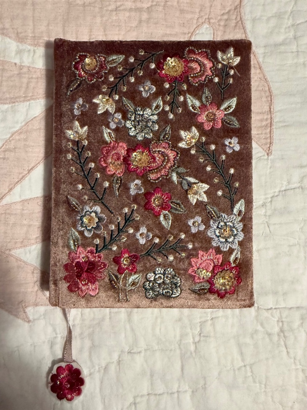 NWT - Velvet Embroidered Hardcover Lined Journal Diary Handcrafted Floral